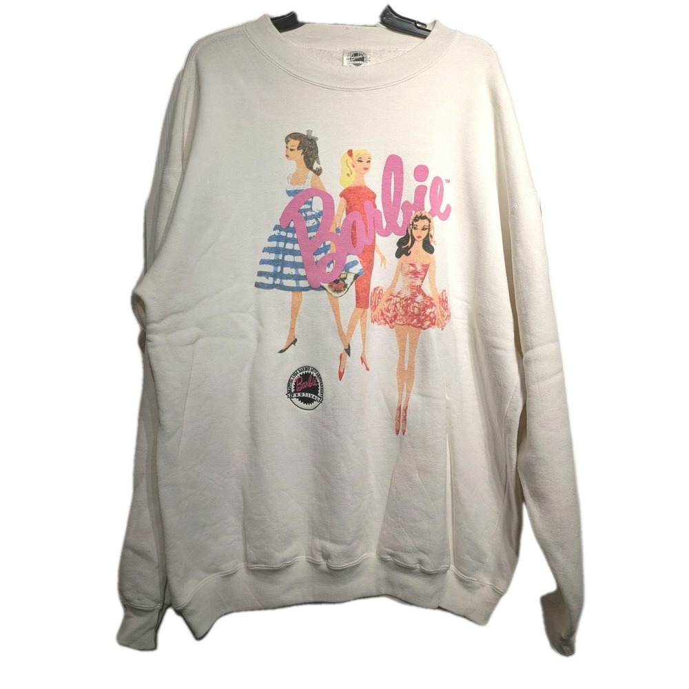 Vtg Barbie Sweatshirt Women XL White 35th Anniversary Festival Graphic Doll 1994